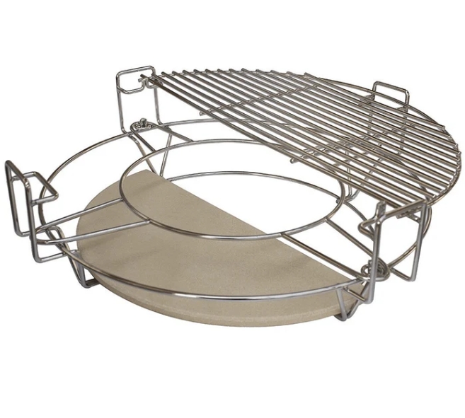 Ceramic Half-Moon Pizza Stone: White, Multifunctional for Outdoor BBQ, Grill & Kamado Accessories