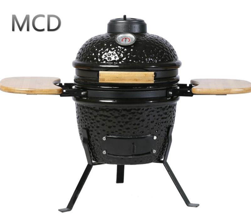 MCD 12inch small charcoal bbq grill Kamado ceramic food cart smokeless tabletop babecue grill