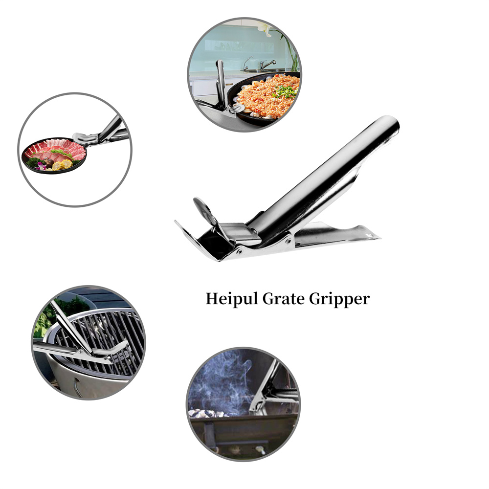 Stainless Steel Grill Grate Lifter Gripper Essential BBQ Accessories for Charcoal Grills