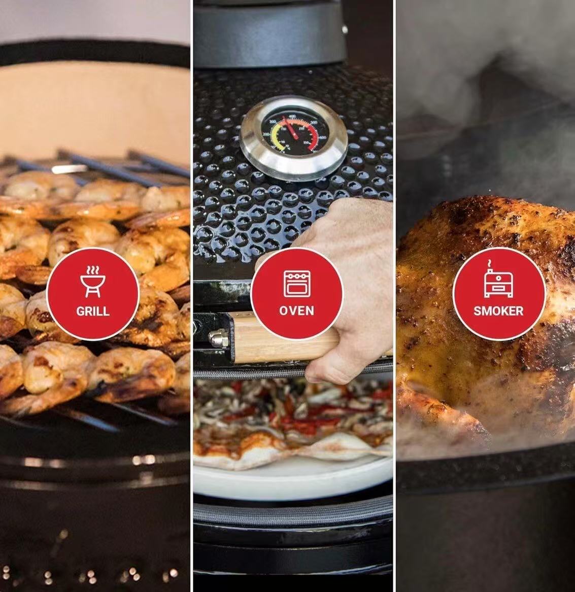 MCD 27inch Kamado OEM Wholesale Manufacturer smokless ceramic charcoal bbq grilling with electrical skewer rotation
