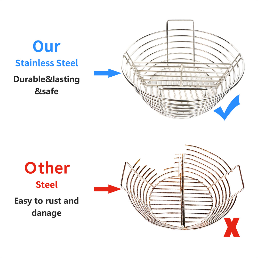  MCD Ceramic Kamado Grill Outdoor Barbecue Accessory: Rust-Resistant Stainless Steel Ash and Charcoal Storage Basket