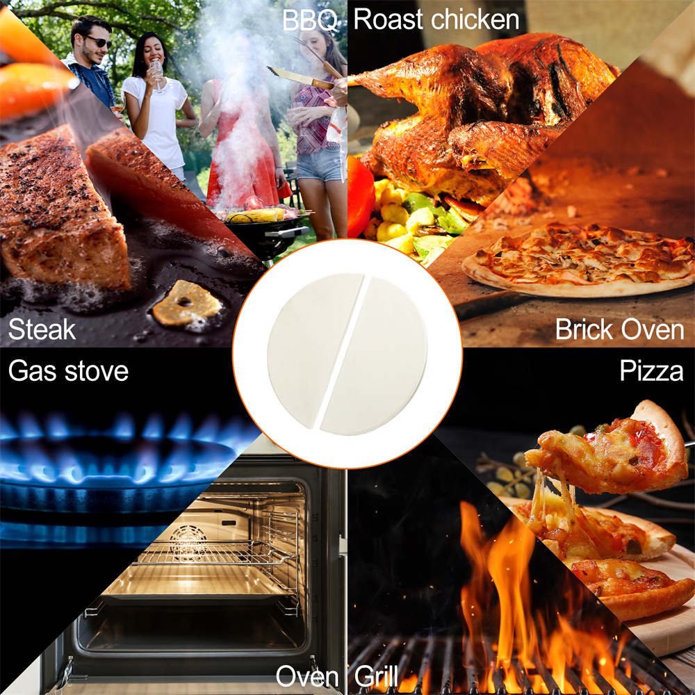 Ceramic Half-Moon Pizza Stone: White, Multifunctional for Outdoor BBQ, Grill & Kamado Accessories