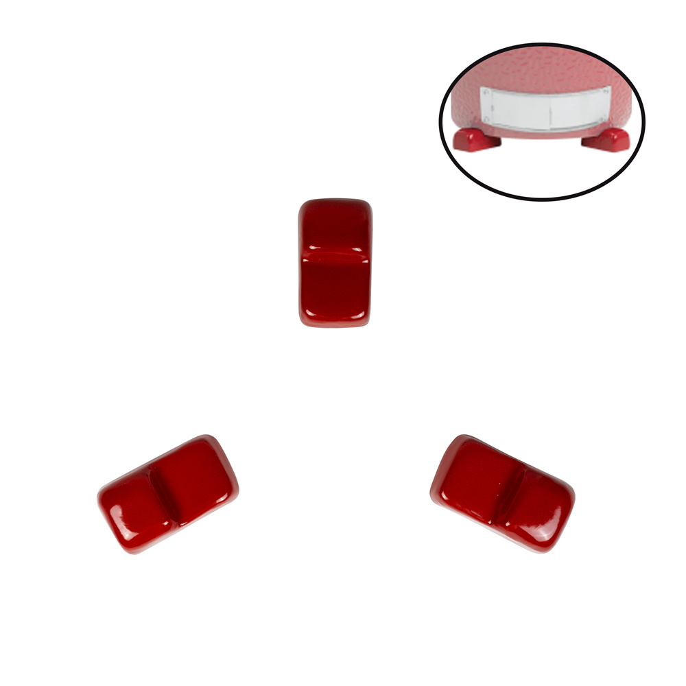 MCD Kamado Ceramic Grill Accessories: Three Sets of Bright Red Special Ceramic Base Feet for Outdoor Garden Kitchen BBQ