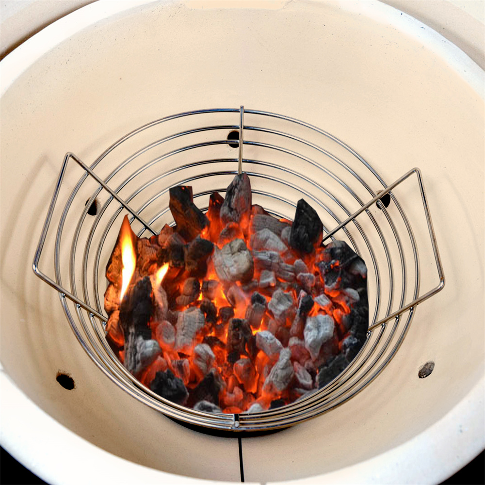  MCD Ceramic Kamado Grill Outdoor Barbecue Accessory: Rust-Resistant Stainless Steel Ash and Charcoal Storage Basket