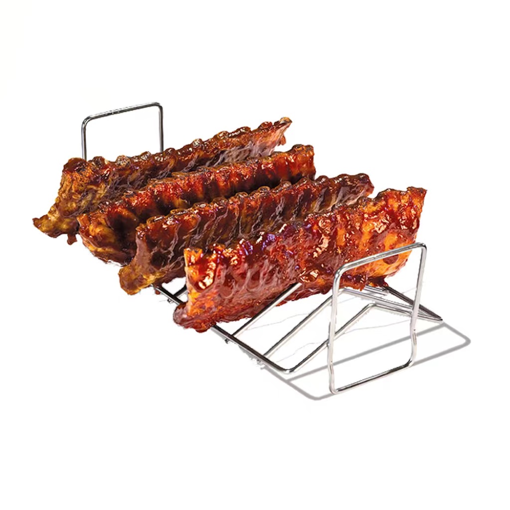 V-Type Stainless Steel BBQ Rib Rack Roast Chicken Rack, Compatible with MCD Kamado Grill, Manufacturer Supply