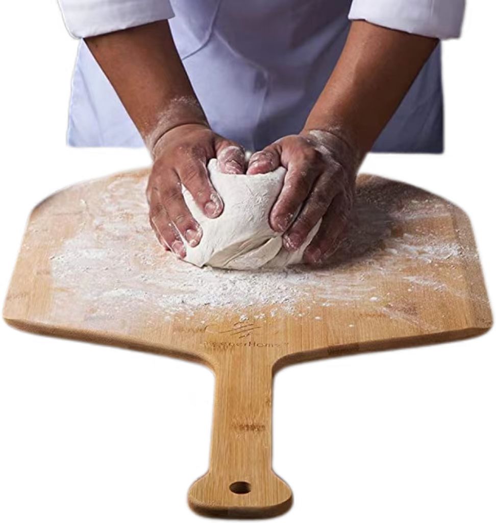 Bamboo Pizza Transfer Peel – MCD Kamado Special Accessory, Handle-equipped Wooden Serving Plate for BBQ